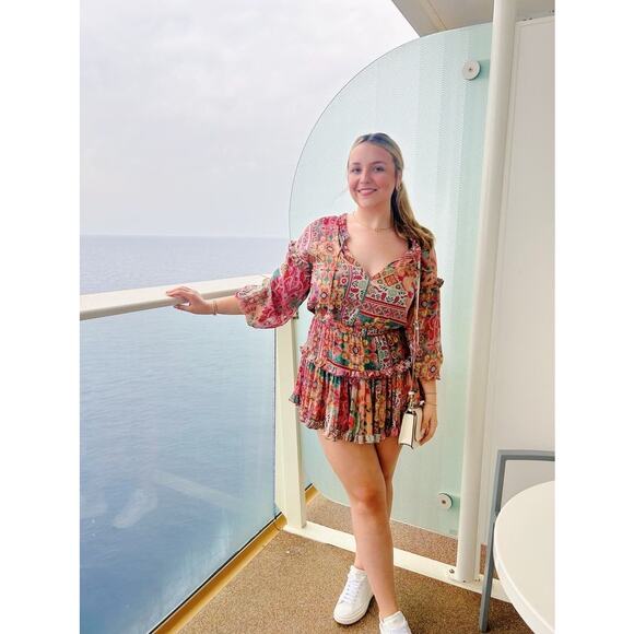 MISA Los Angeles Multicolored Metallic Split Neck Long Sleeve Elena Dress Size S - Picture 3 of 13